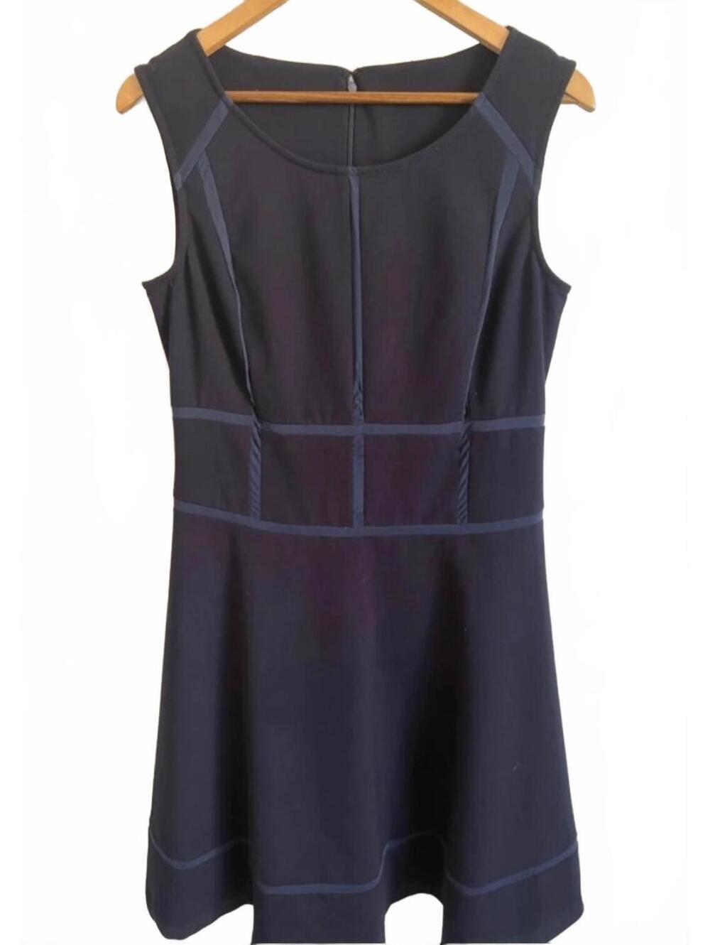 Marc New York Andrew Marc Navy Sleeveless Fit and Flare Dress Piped Seams Size 8